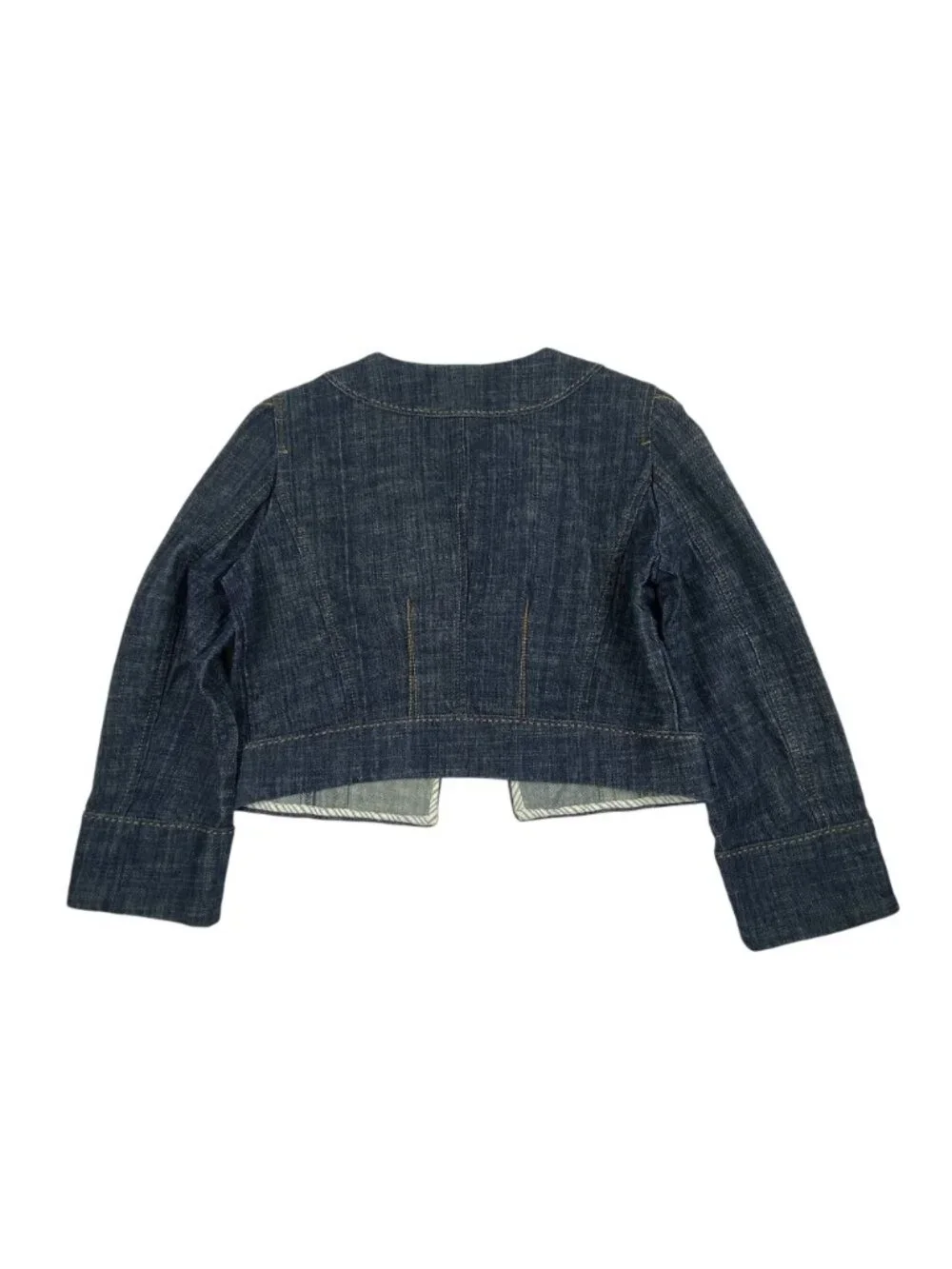 Ann Taylor Loft Denim Cropped Fitted Jacket Women’s Size 0 Button Cuff - Picture 2 of 10